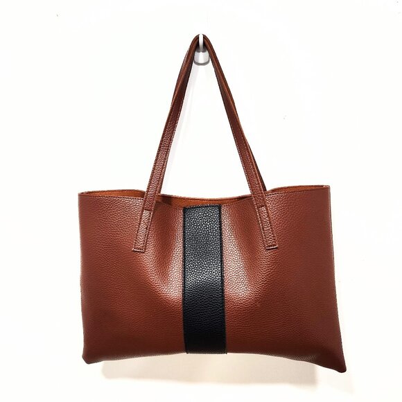 Tan Tote Bag, inside pocket, 2 handles, messenger bag tan purse laptop case 17" - Picture 1 of 8